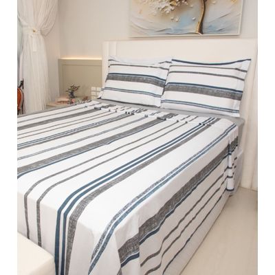 Jogo De Cama Queen 200 Fios Algodão Doce Vida Cinza UN / Cinza