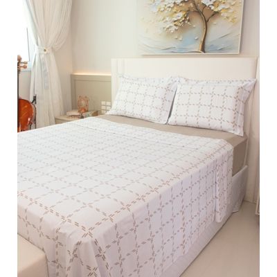 Jogo De Cama King 200 Fios Algodão Doce Vida Branco UN / Branco