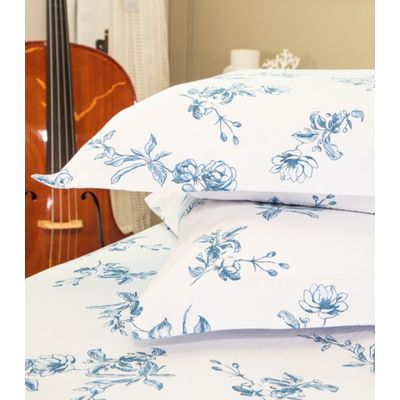 Jogo De Cama Queen 200 Fios Algodão Doce Vida Azul UN / Azul