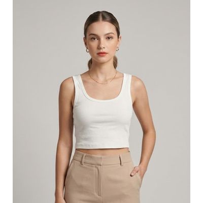 Top Em Ribana Viscose Infinita Cor Bege GG / Bege