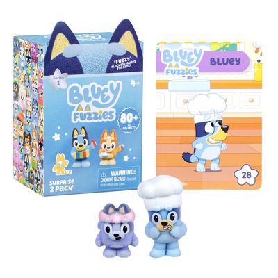 Kit 2 Bonecos Colecionáveis Surpresa Bluey Fuzzies