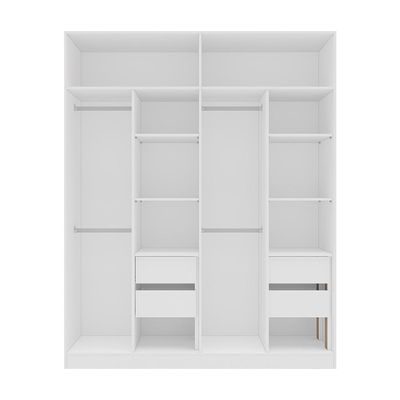 Guarda-Roupa Solteiro com Espelho Madrid 4 Portas 4 Gavetas Branco e Cinza