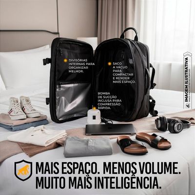 Kit Mochila 38L a Vácuo com Bomba de Sucção para Notebook 17" + Carregador Turbo PD - Gshield