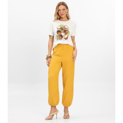 T- Shirt Feminina Meia Malha Rovitex Bege P / Bege