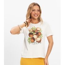 T- Shirt Feminina Meia Malha Rovitex Bege
