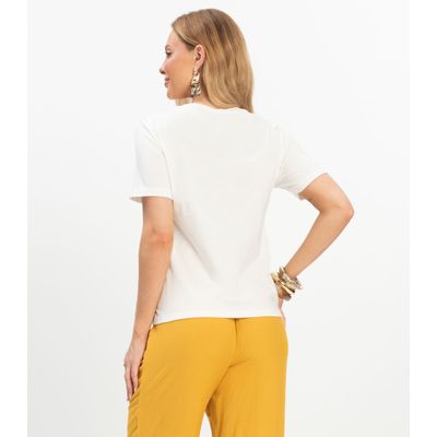 T- Shirt Feminina Meia Malha Rovitex Bege P / Bege
