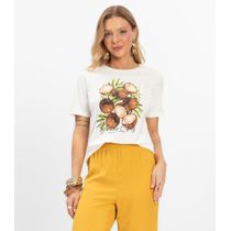T- Shirt Feminina Meia Malha Rovitex Bege