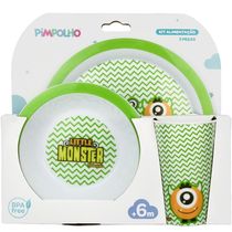 KIT ALIMENTACAO 3 PECAS VERDE/MONSTRINHOS - PIMPOLHO