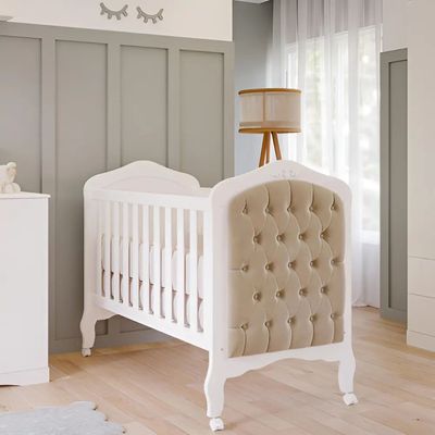 BERCO HARMONIA  BRANCO ACETINADO COM CAPITONE SUEDE MARFIM - PERMOBILI BABY
