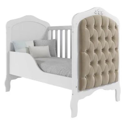 BERCO HARMONIA  BRANCO ACETINADO COM CAPITONE SUEDE MARFIM - PERMOBILI BABY