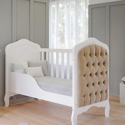 BERCO HARMONIA  BRANCO ACETINADO COM CAPITONE SUEDE MARFIM - PERMOBILI BABY