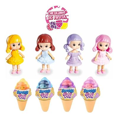 BONECA SORVETE DOLL COM CHEIRINHO DE FRUTA 9 CM - POLIBRINQ