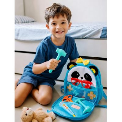 KIT MEDICO MOCHILA INFANTIL 14 PEÇAS 2 EM 1 - XCELL