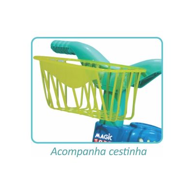 TRICICLO TICO-TICO CHICLETE COM ALCA AZUL - MAGIC TOYS