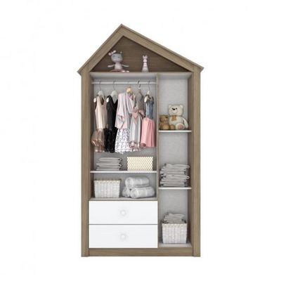 ROUPEIRO CASINHA 3 PORTAS RUSTICO/BRANCO - HENN