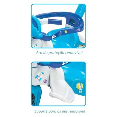 TRICICLO INFANTIL TICO TICO EMPURRADOR RAIBOW AZUL - MAGIC TOYS