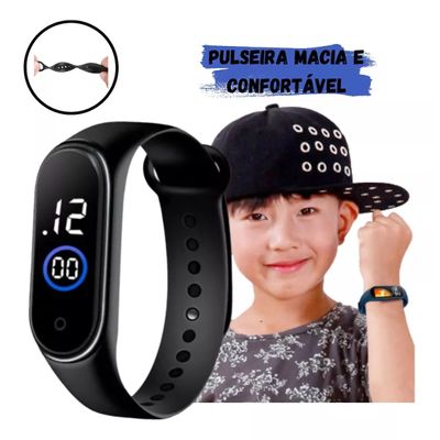 RELOGIO DIGITAL INFANTIL LED TOUCH ROSA CLARO - KHOSTAR