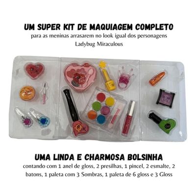 SUPER KIT MAQUIAGEM ANTIALERGICA LADYBUG MIRACULOUS POLI