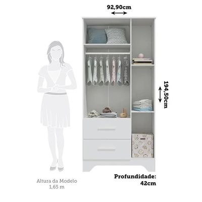 ROUPEIRO POPY RETRO PLUS 3 PORTAS BRANCO BRILHO/AMENDOA - MOVEIS PEROBA