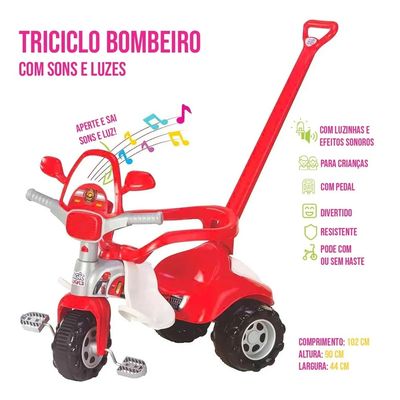 TRICICLO INFANTIL TICO TICO VELOTROL BOMBEIRO - MAGIC TOYS