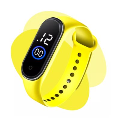 RELOGIO DIGITAL INFANTIL LED TOUCH AMARELO - KHOSTAR