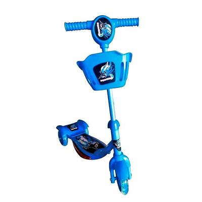 PATINETE INFANTIL 3 RODAS C/ CESTA SOM E LUZES AZUL - IMPORTWAY