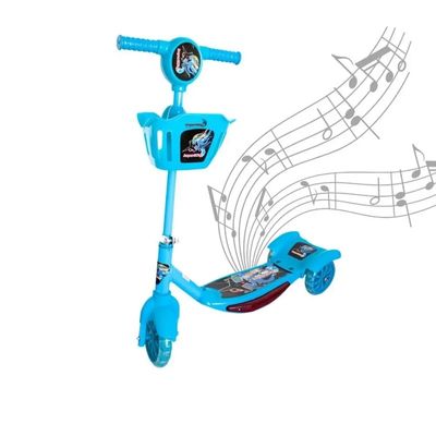 PATINETE INFANTIL 3 RODAS C/ CESTA SOM E LUZES AZUL - IMPORTWAY