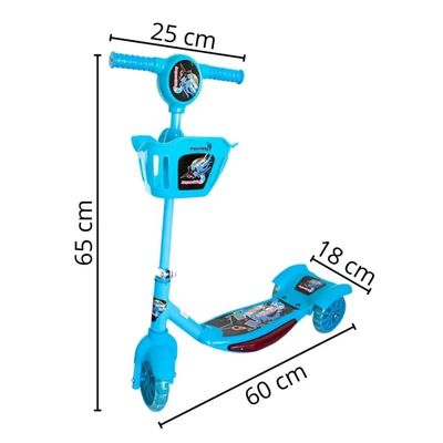 PATINETE INFANTIL 3 RODAS C/ CESTA SOM E LUZES AZUL - IMPORTWAY