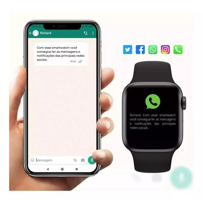 RELOGIO SMARTWATCH INTELIGENTE S8 PRETO - KHOSTAR