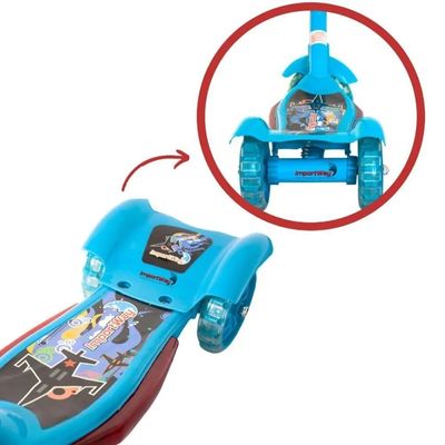 PATINETE INFANTIL 3 RODAS C/ CESTA SOM E LUZES AZUL - IMPORTWAY