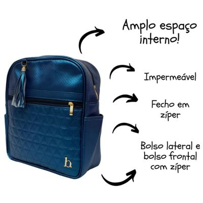 MOCHILA MATERNIDADE LOTUS AZUL MARINHO - BONI