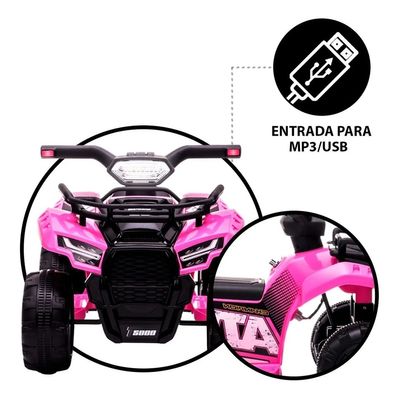 MINI QUADRICICLO ELETRICO INFANTIL 6V ROSA - BELFIX