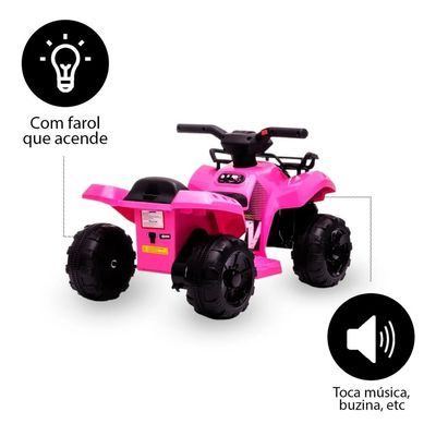 MINI QUADRICICLO ELETRICO INFANTIL 6V ROSA - BELFIX