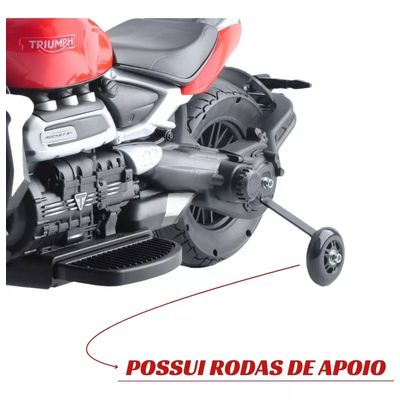 MINI MOTO ELETRICA INFANTIL 6V TRIUMPH ROCKET 3GT VERMELHO - IMPORTWAY
