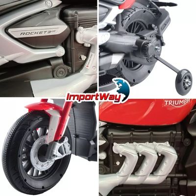 MINI MOTO ELETRICA INFANTIL 6V TRIUMPH ROCKET 3GT VERMELHO - IMPORTWAY