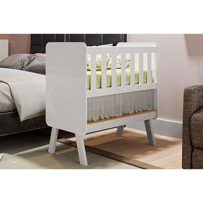 MINI BERÇO 3 EM 1 GUTI COM COLCHAO BRANCO/AMENDOA - MOVEIS PEROBA