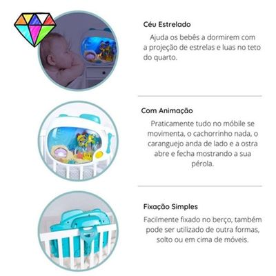 MOBILE PARA BERÇO PROJETOR FUNDO DO MAR - WINFUN