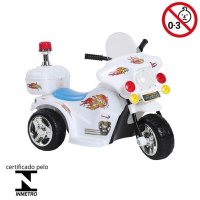 MINI MOTO ELETRICA AMBULANCIA 6V BRANCO (BW006)- IMPORTWAY