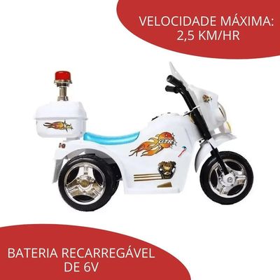 MINI MOTO ELETRICA AMBULANCIA 6V BRANCO (BW006)- IMPORTWAY