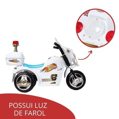 MINI MOTO ELETRICA AMBULANCIA 6V BRANCO (BW006)- IMPORTWAY