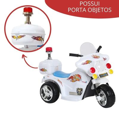MINI MOTO ELETRICA AMBULANCIA 6V BRANCO (BW006)- IMPORTWAY