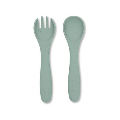KIT GARFO E COLHER SILICONE PLATINUM SAGE - KIKKA BOO