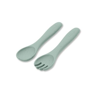 KIT GARFO E COLHER SILICONE PLATINUM SAGE - KIKKA BOO
