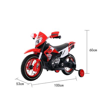 MOTO ELETRICA INFANTIL CROSS COM RODAS DE APOIO VERMELHAO - SHINY TOYS