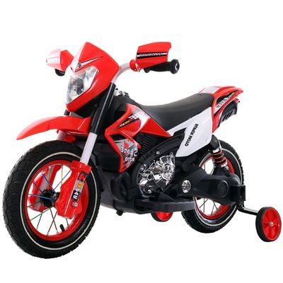 MOTO ELETRICA INFANTIL CROSS COM RODAS DE APOIO VERMELHAO - SHINY TOYS