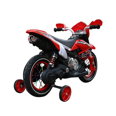 MOTO ELETRICA INFANTIL CROSS COM RODAS DE APOIO VERMELHAO - SHINY TOYS