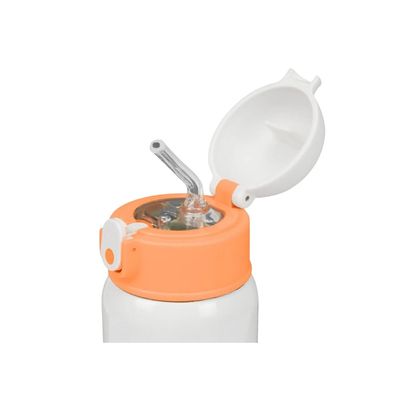 GARRAFA TERMICA INOX 400ML COM CANUDO BEGE/LARANJA - PIMPOLHO