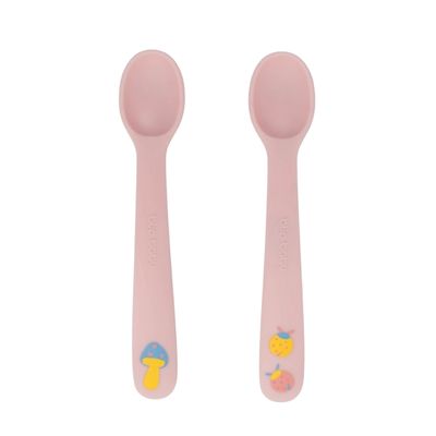 KIT COM DUAS COLHERES SILICONE FADINHA ROSA - BUP BABY