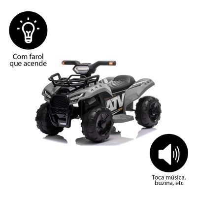 MINI QUADRICICLO ELETRICO INFANTIL 6V CINZA/PRETO - BELFIX
