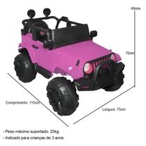 JIPE ELETRICO C/ CONTROLE 12V ROSA - IMPORTWAY
